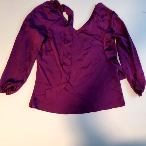 Purple Kasper V-Neck Long Sleeve Blouse Womens Size M V-neckline Long sleeves - Picture 2 of 11
